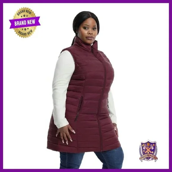 Plus Size Puffer Vest 1X-6X Lightweight Packable Quilted Warm - Picture 3 of 7